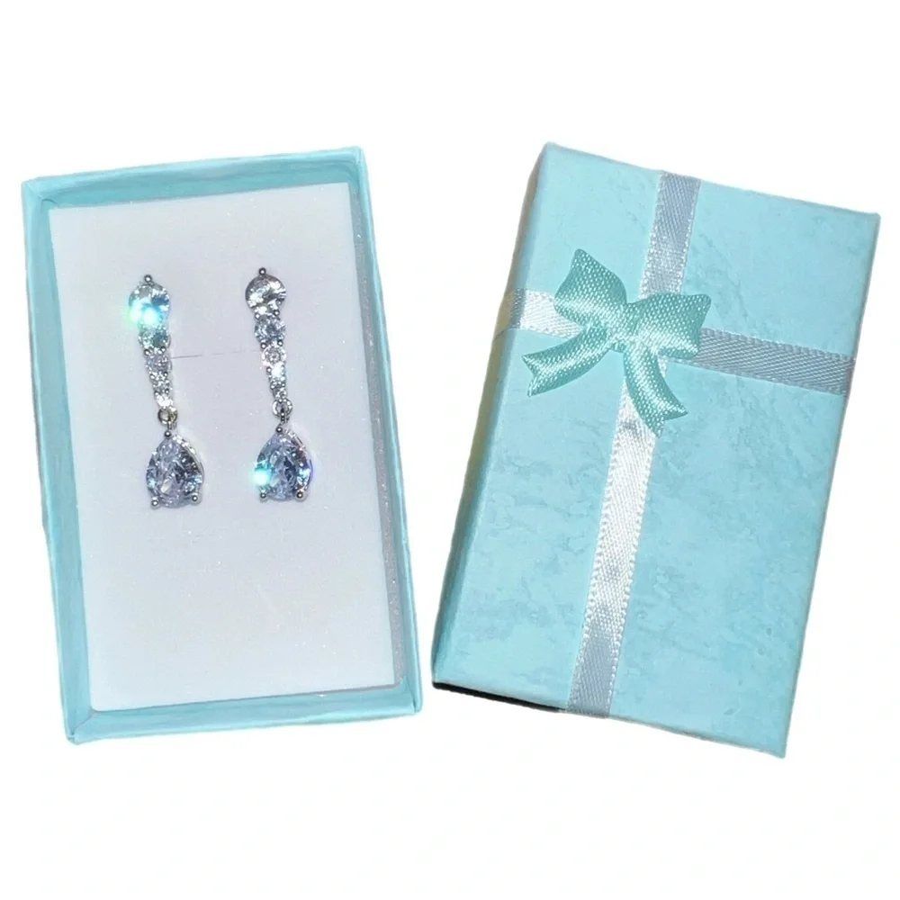 .925 Sterling Silver - Teardrop CZ Earrings – Sparkling Statement Jewelry - NWOT